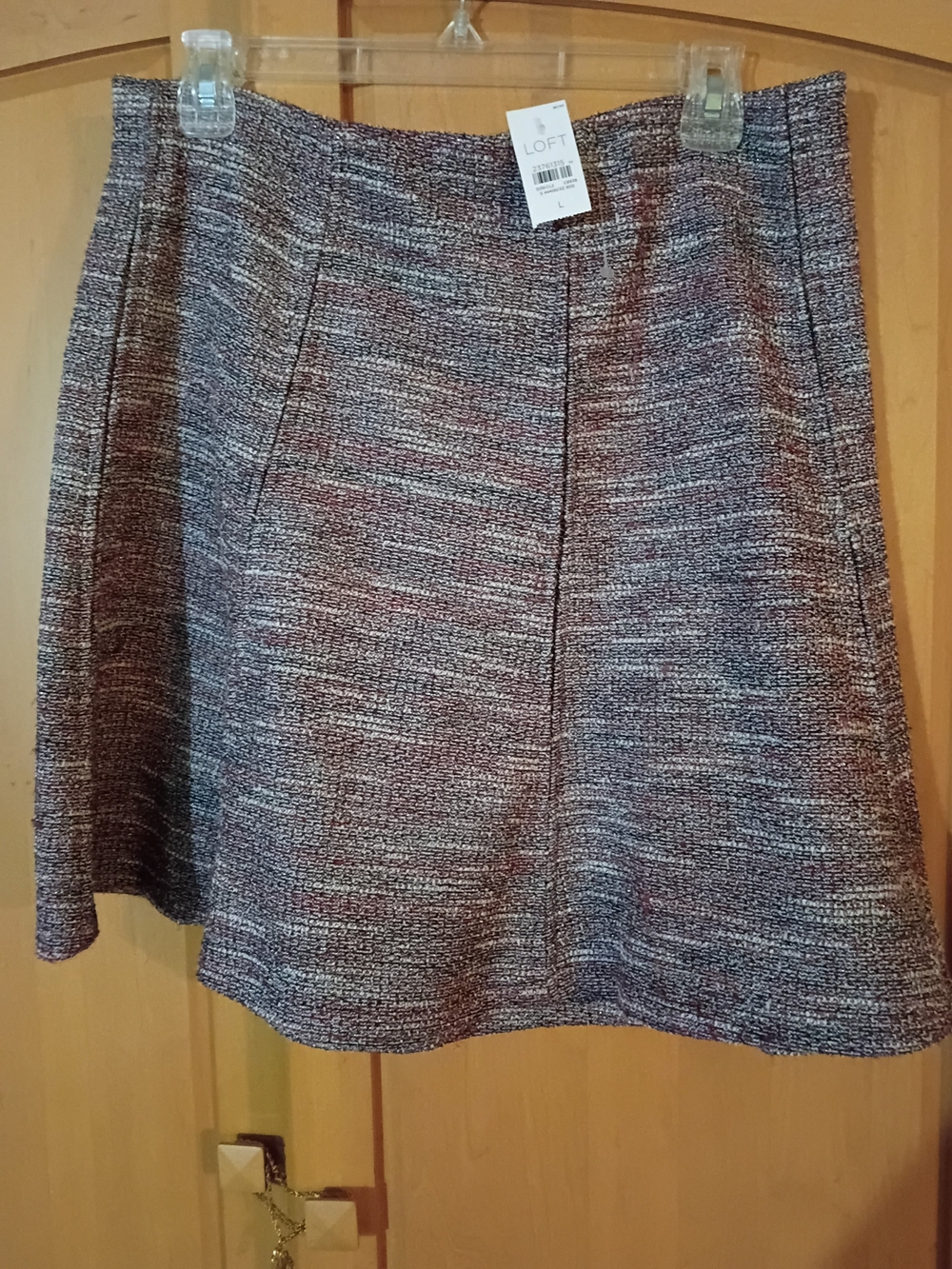 LOFT Gray and Black Tweed A-Line Skirt Nwt
